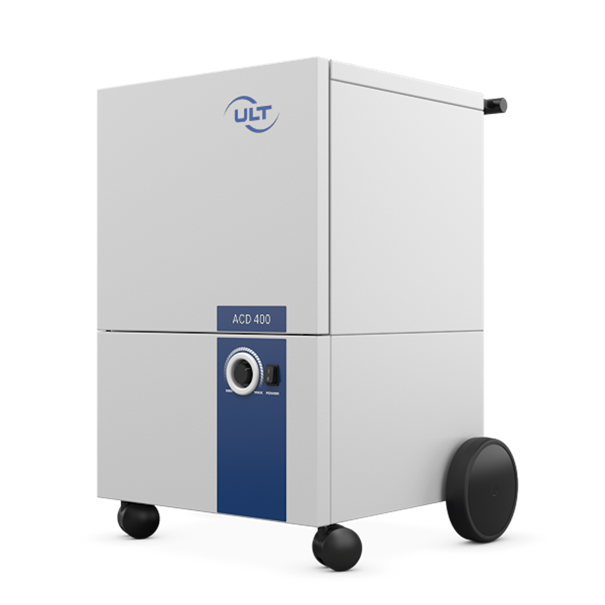 Filtergerät für Gase, Rauch und Lösemittel. Industrietauglich. Made in Germany.  Mit Volumenstromregler und IO Anschluß.